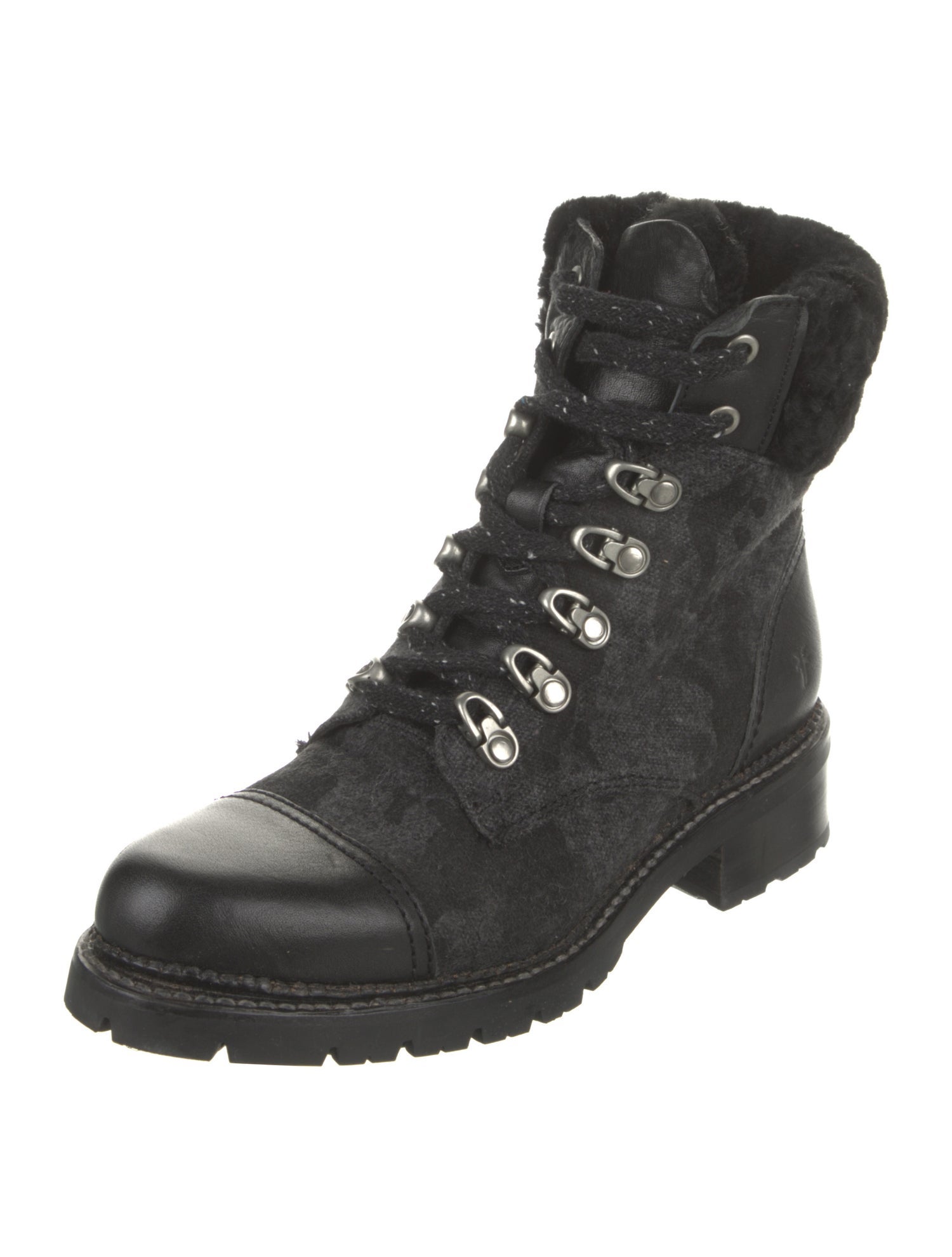 Frye Leather Colorblock Pattern Combat Boots