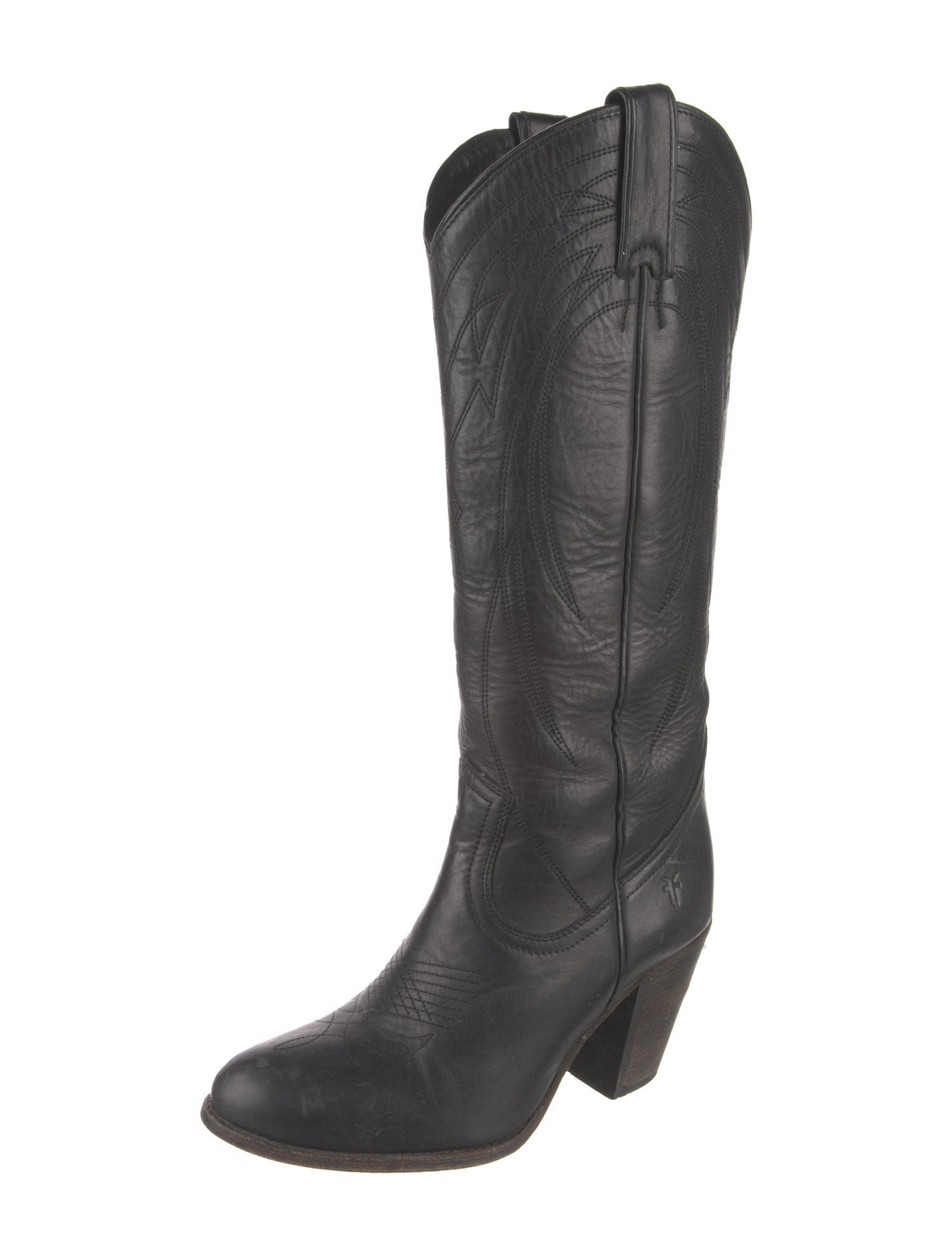 Frye Leather Embroidered Accent Western Boots