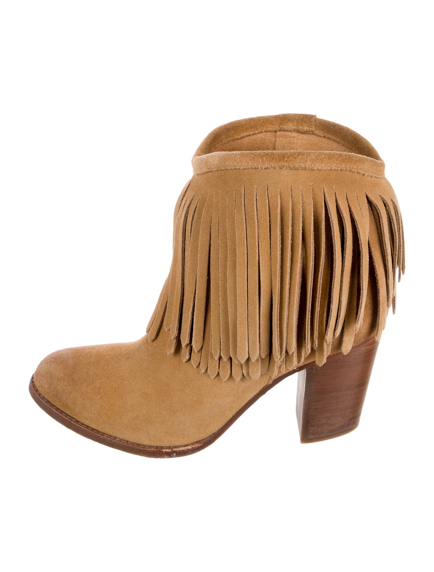 Frye Suede Fringe Trim Accent Western Boots