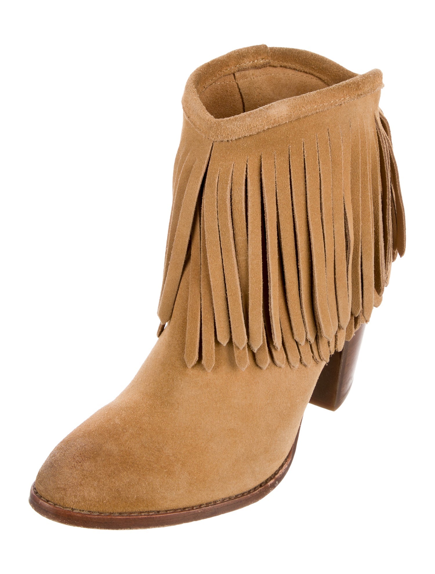 Frye Suede Fringe Trim Accent Western Boots