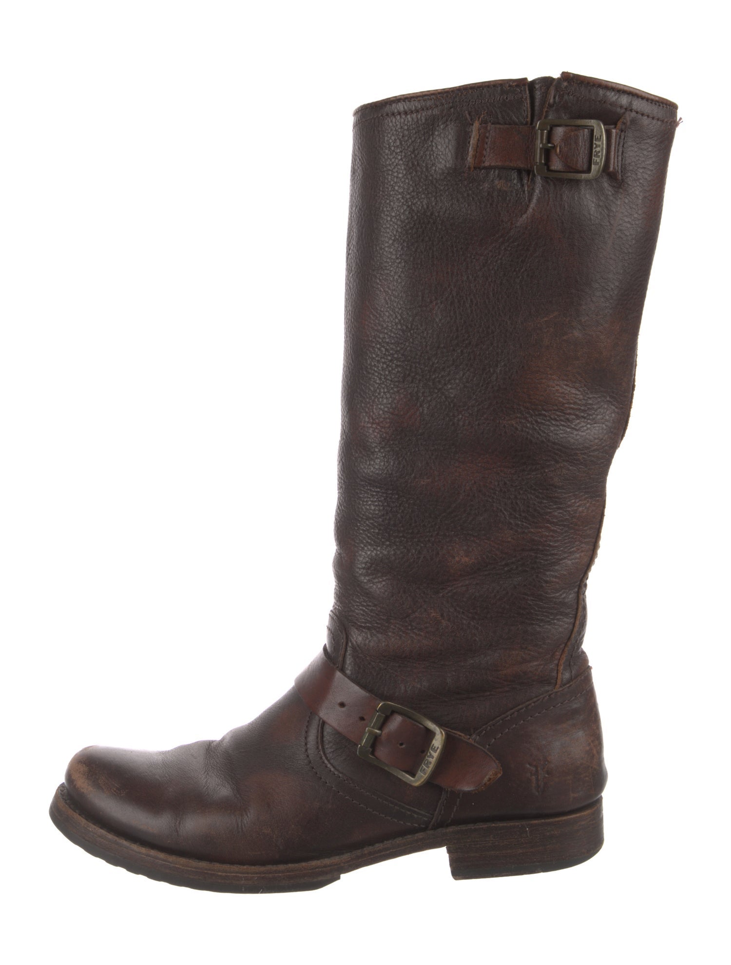 Frye Leather Distressed Accents Riding Boots