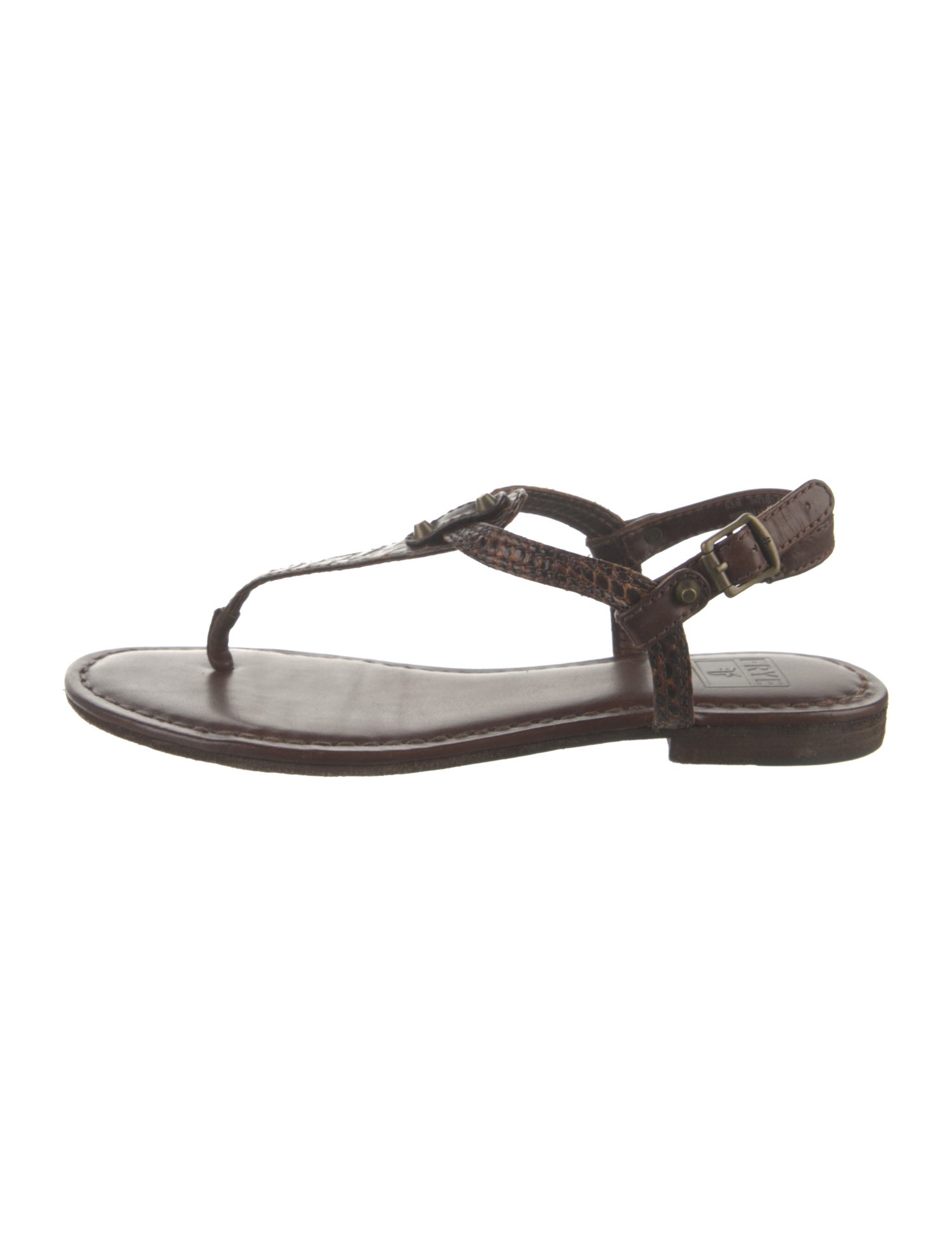 Frye Leather Studded Accents T-Strap Sandals