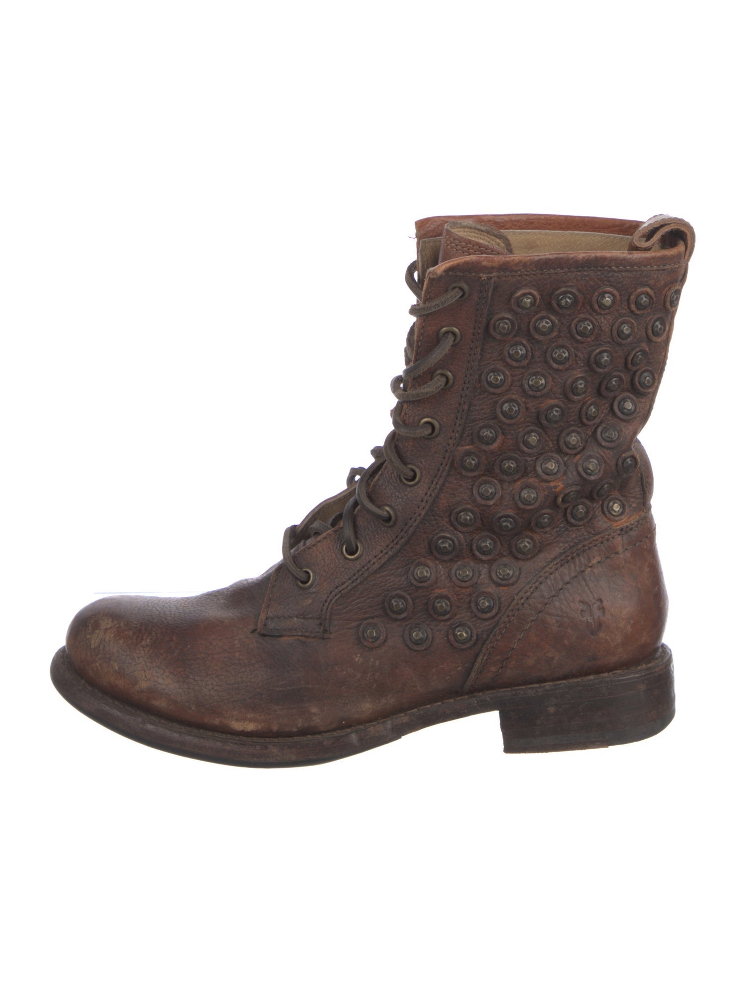 Frye Leather Distressed Accents Combat Boots