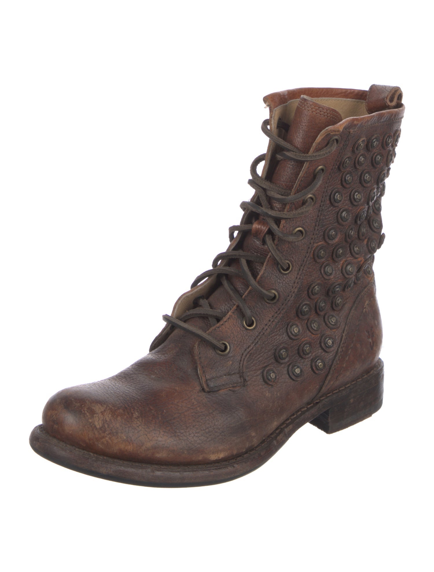 Frye Leather Distressed Accents Combat Boots