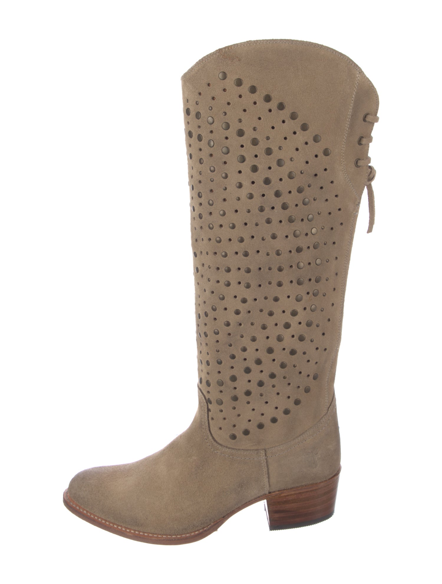 Frye Suede Lasercut Accents Riding Boots