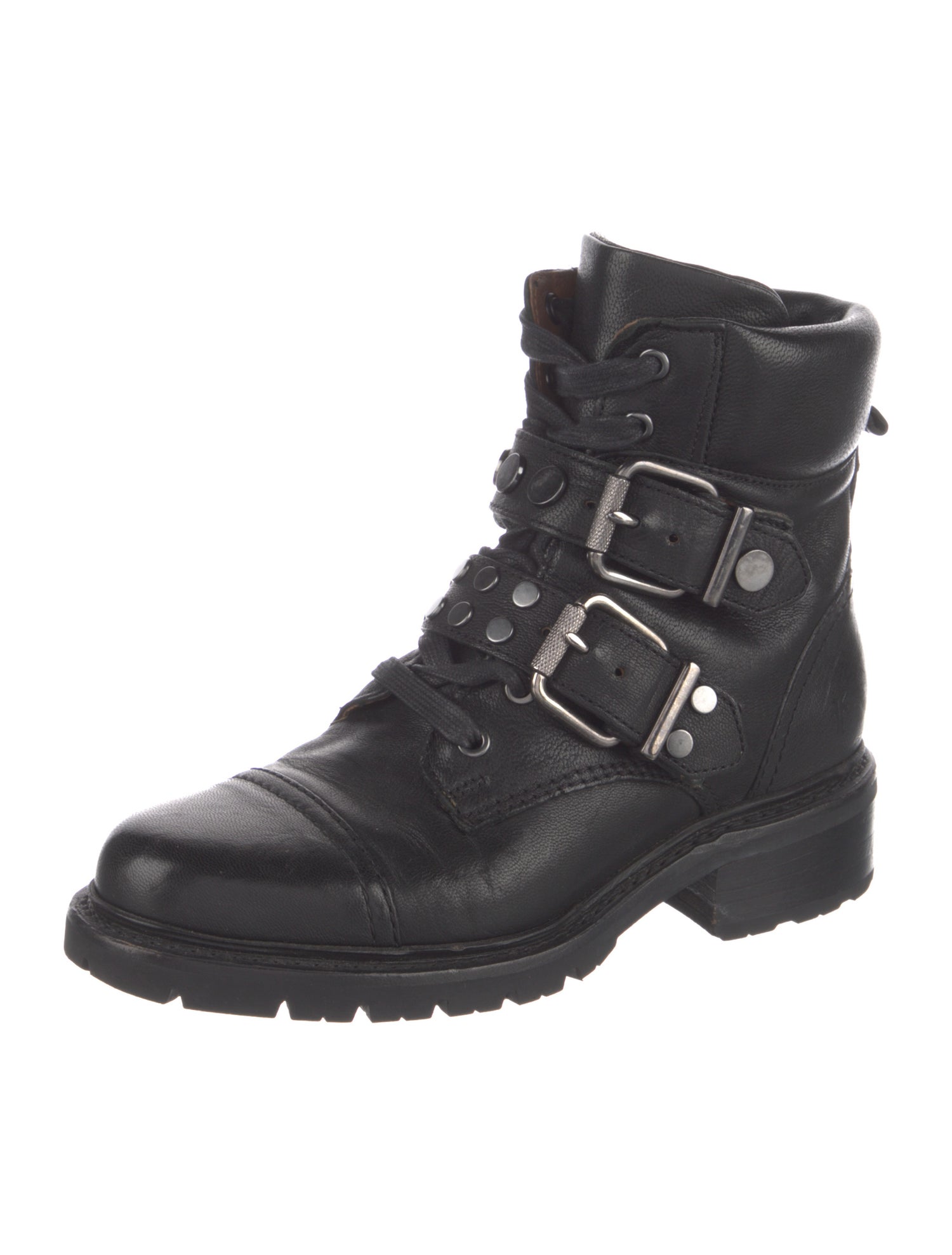 Frye Leather Studded Accents Combat Boots