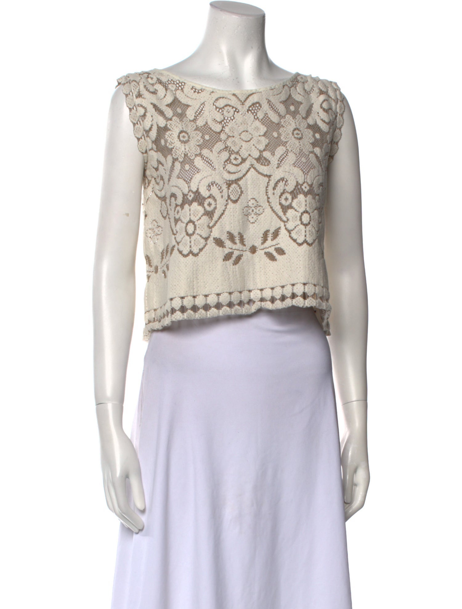 Giada Forte Printed Bateau Neckline Crop Top