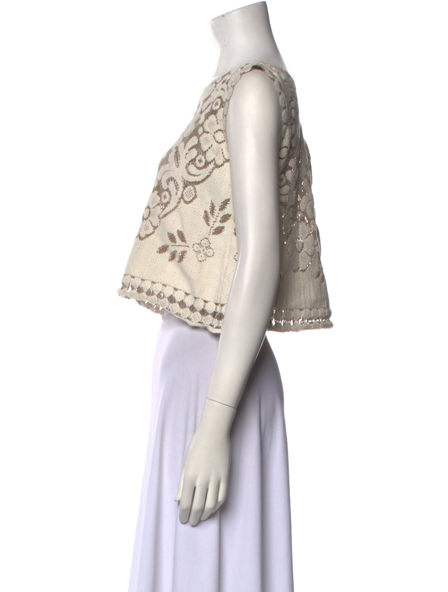 Giada Forte Printed Bateau Neckline Crop Top