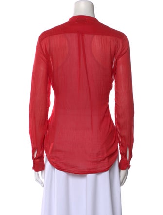 Giada Forte Mock Neck Long Sleeve Button-Up Top