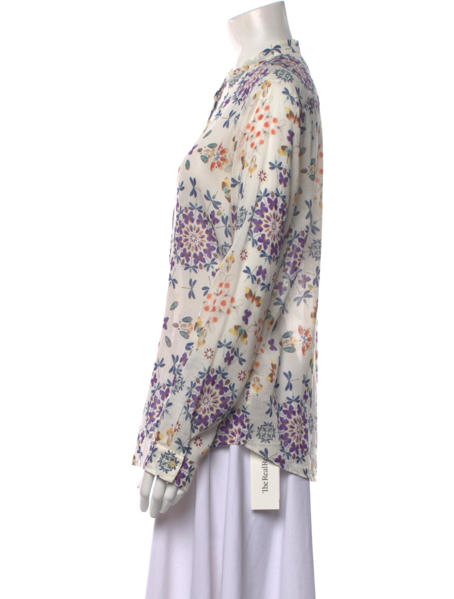 Giada Forte Floral Print Mock Neck Blouse