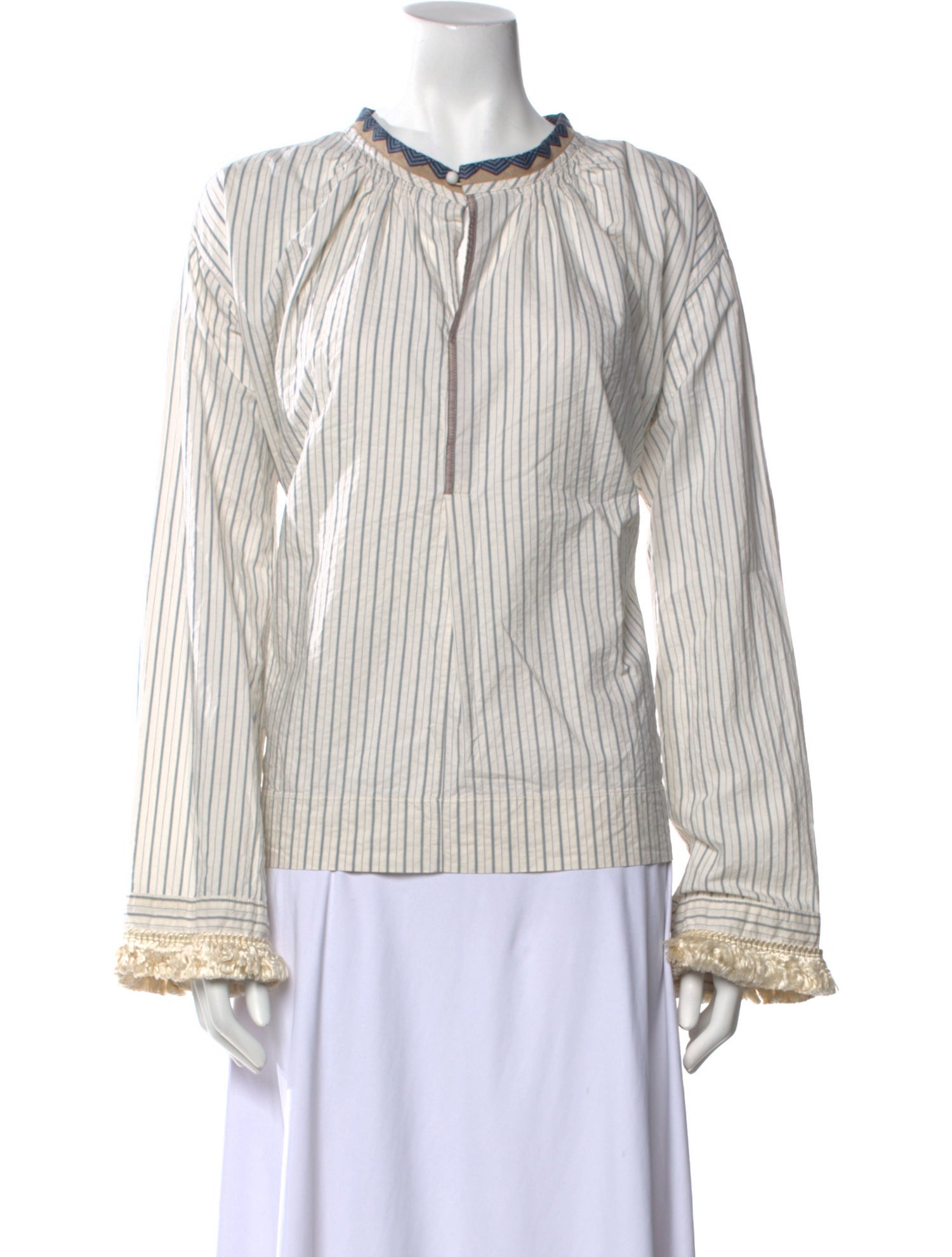 Giada Forte Striped Mock Neck Blouse