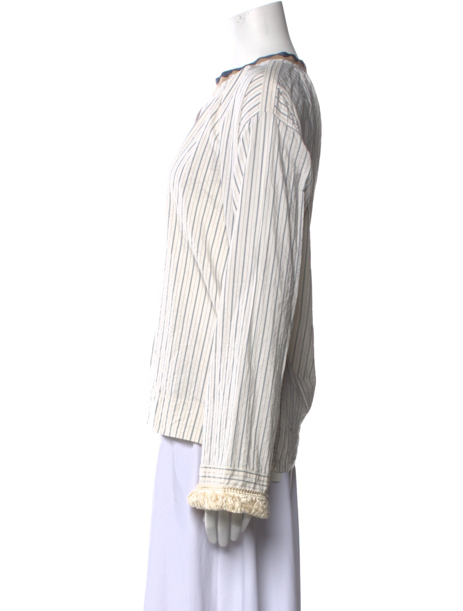 Giada Forte Striped Mock Neck Blouse