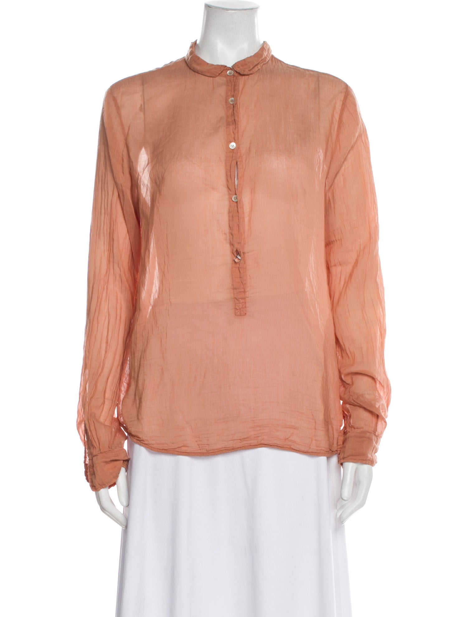 Giada Forte Mock Neck Long Sleeve Button-Up Top