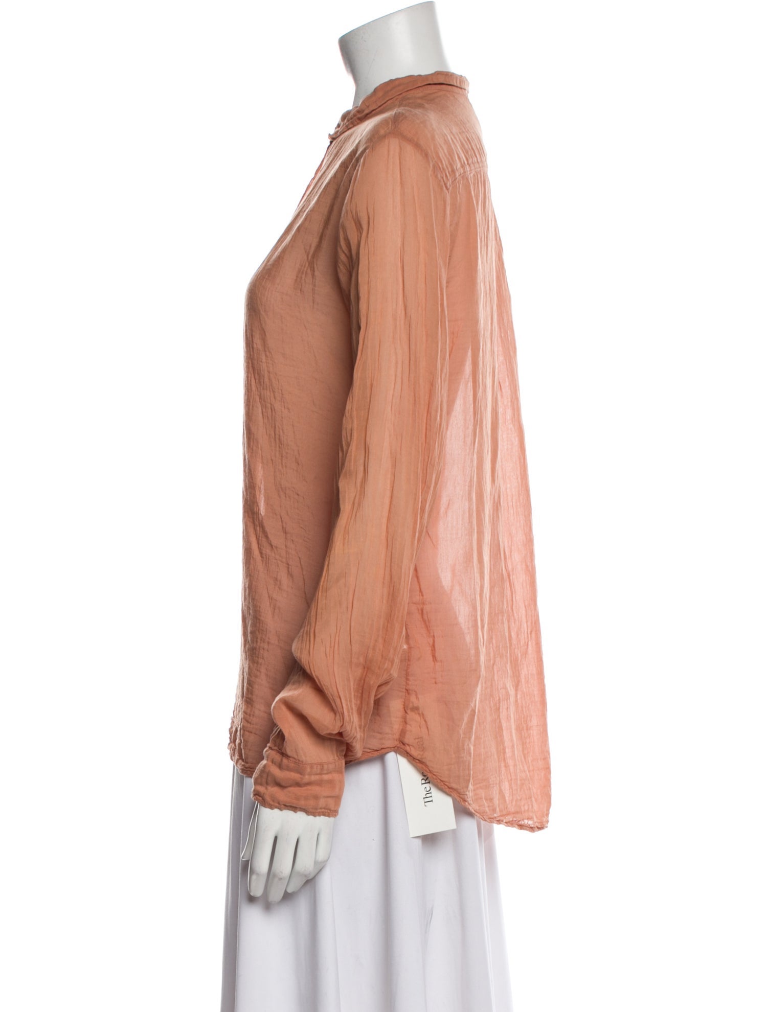 Giada Forte Mock Neck Long Sleeve Button-Up Top