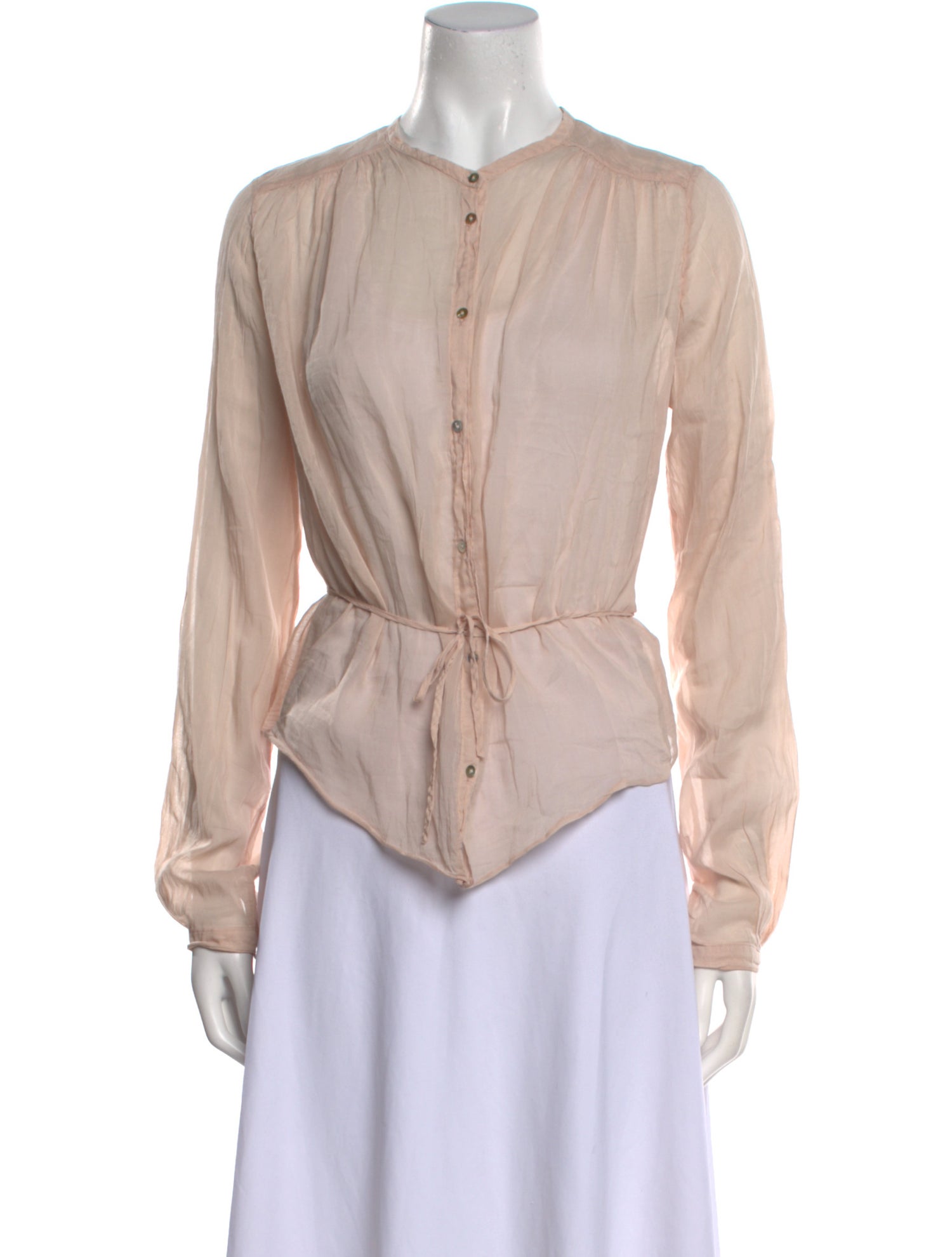 Giada Forte Mock Neck Long Sleeve Button-Up Top