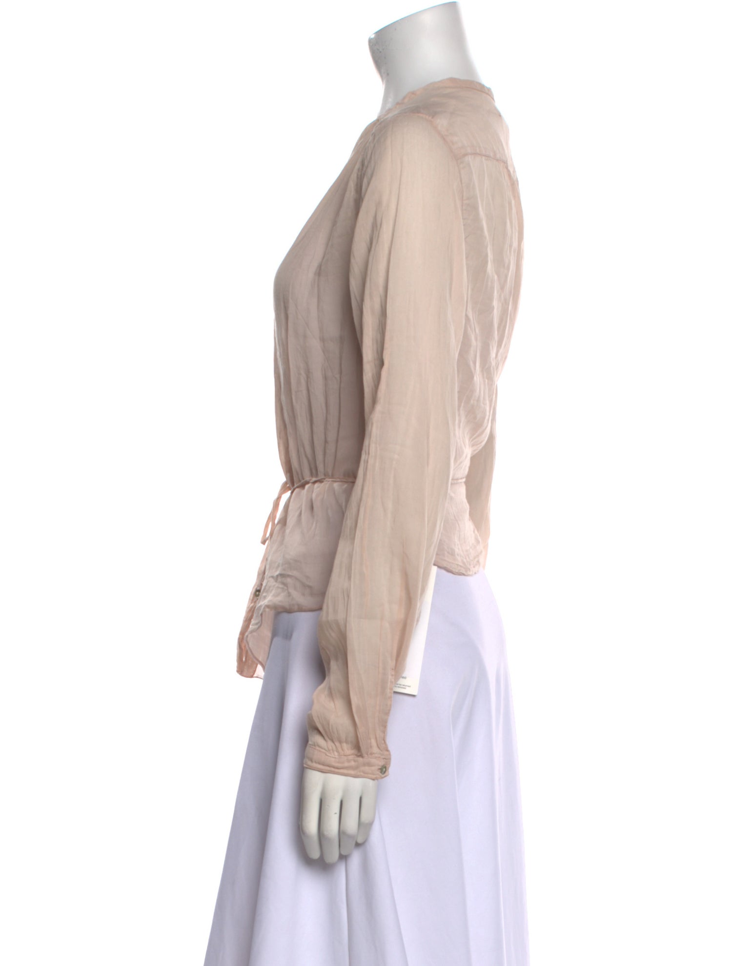 Giada Forte Mock Neck Long Sleeve Button-Up Top