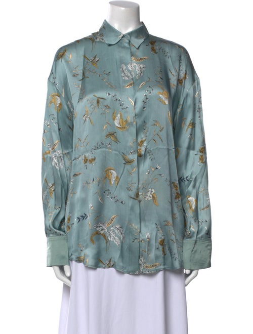 Giada Forte Silk Floral Print Button-Up Top