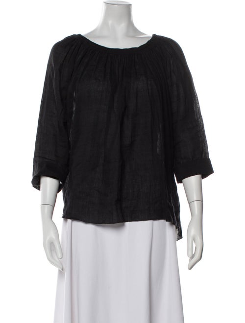 Giada Forte Linen Scoop Neck Blouse