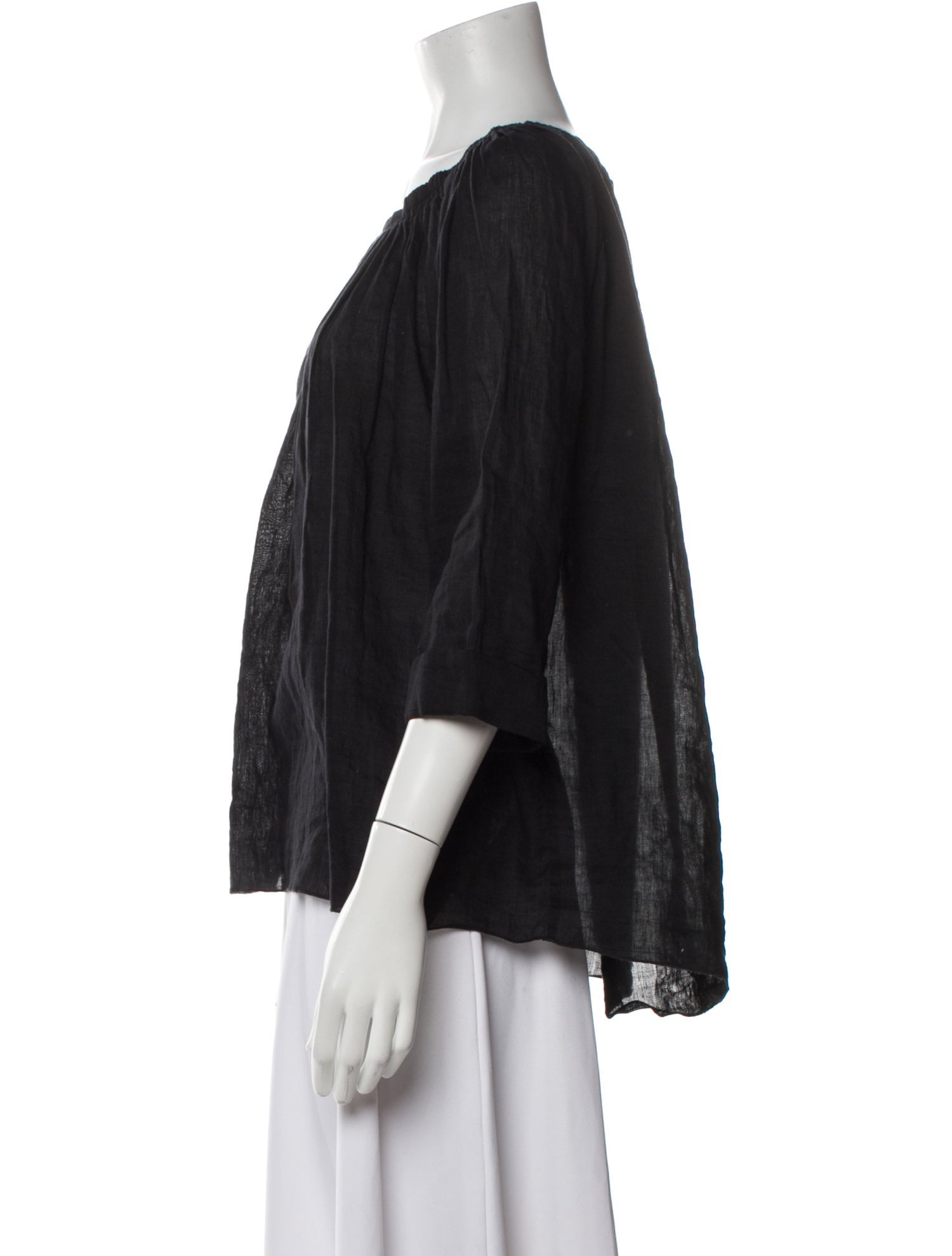 Giada Forte Linen Scoop Neck Blouse