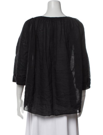 Giada Forte Linen Scoop Neck Blouse