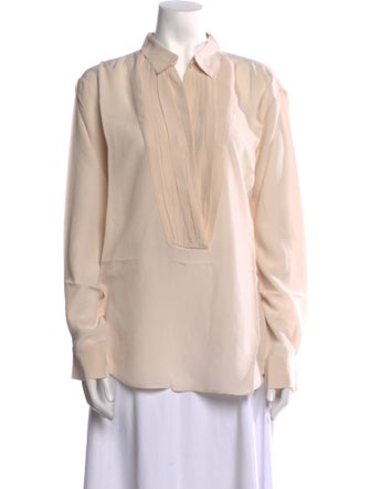 Giada Forte Silk Long Sleeve Button-Up Top