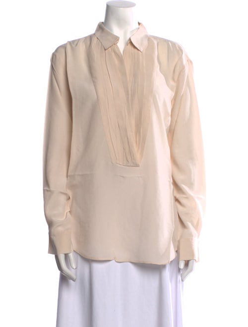Giada Forte Silk Long Sleeve Button-Up Top