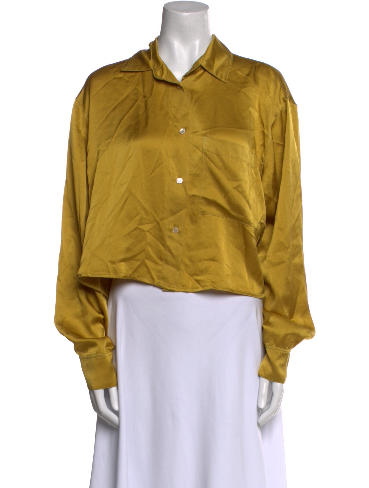 Giada Forte Silk Long Sleeve Button-Up Top