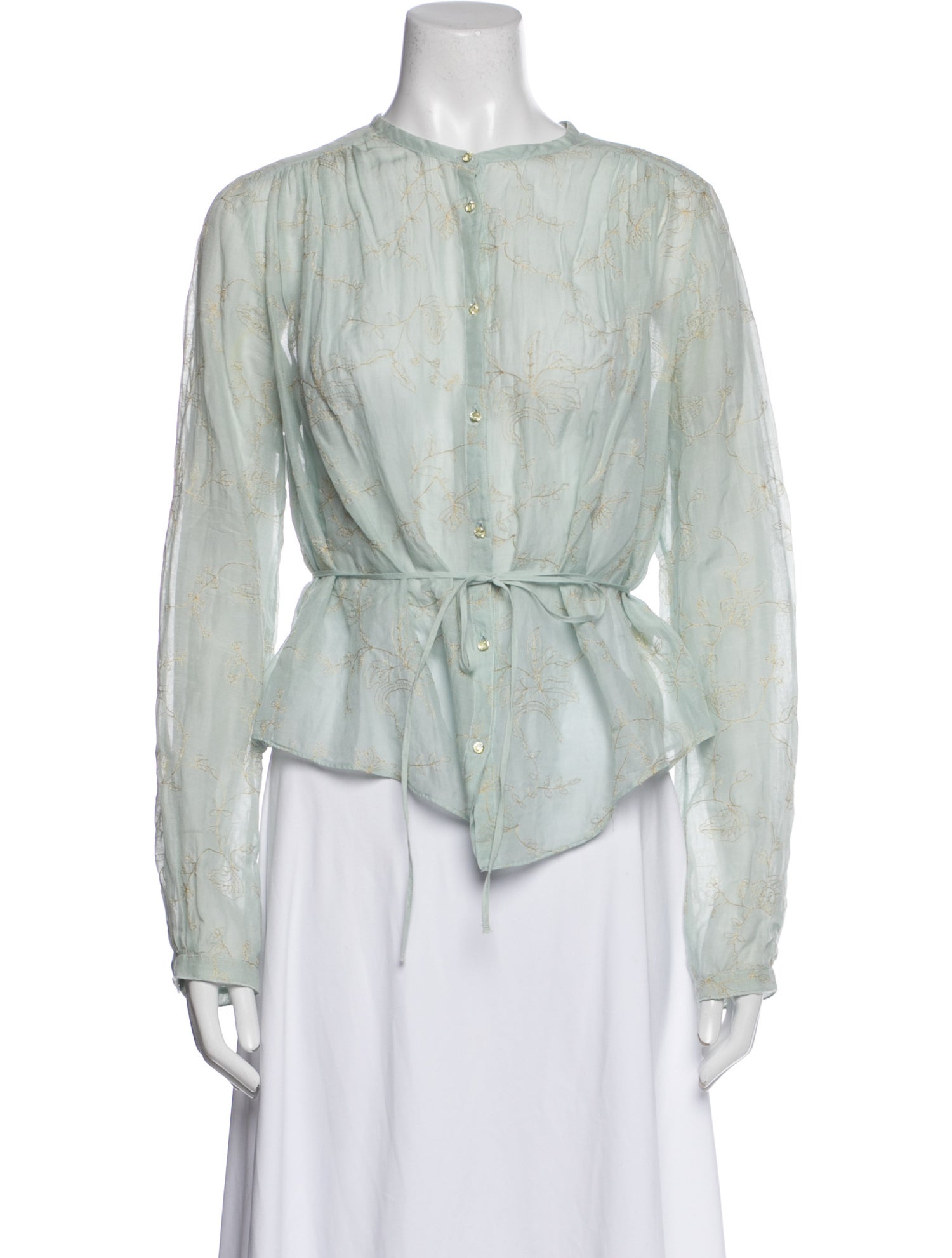 Giada Forte Floral Print Crew Neck Blouse