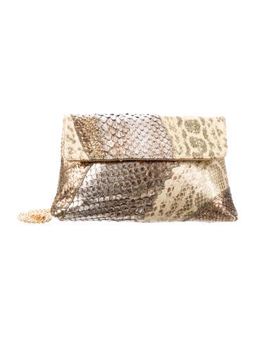 Fatto a Mano by Carlos Falchi Metallic Snakeskin Evening Clutch
