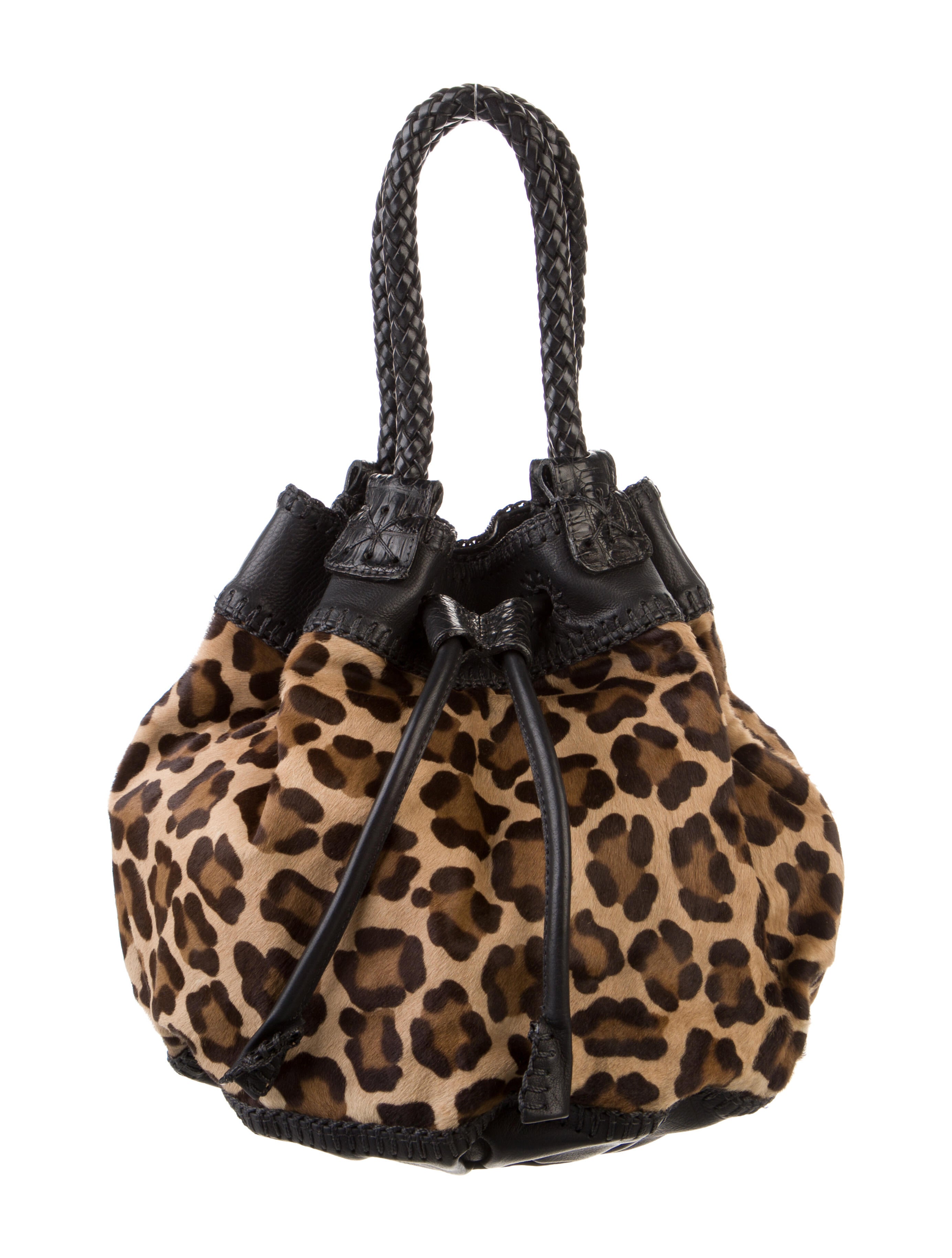 Fatto a Mano by Carlos Falchi Leopard Print Calf Hair Bucket Bag