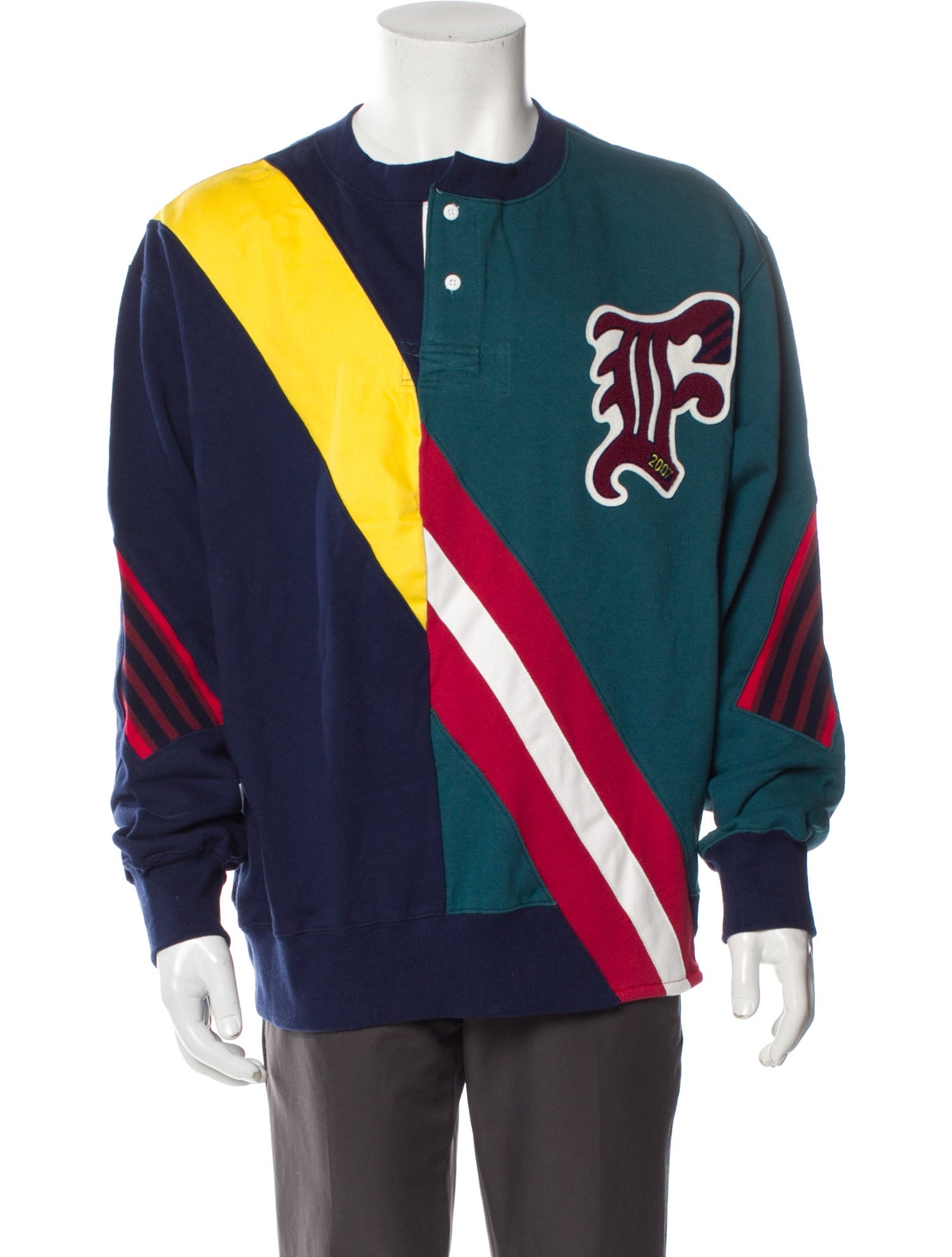 Facetasm Colorblock Pattern Crew Neck Sweatshirt