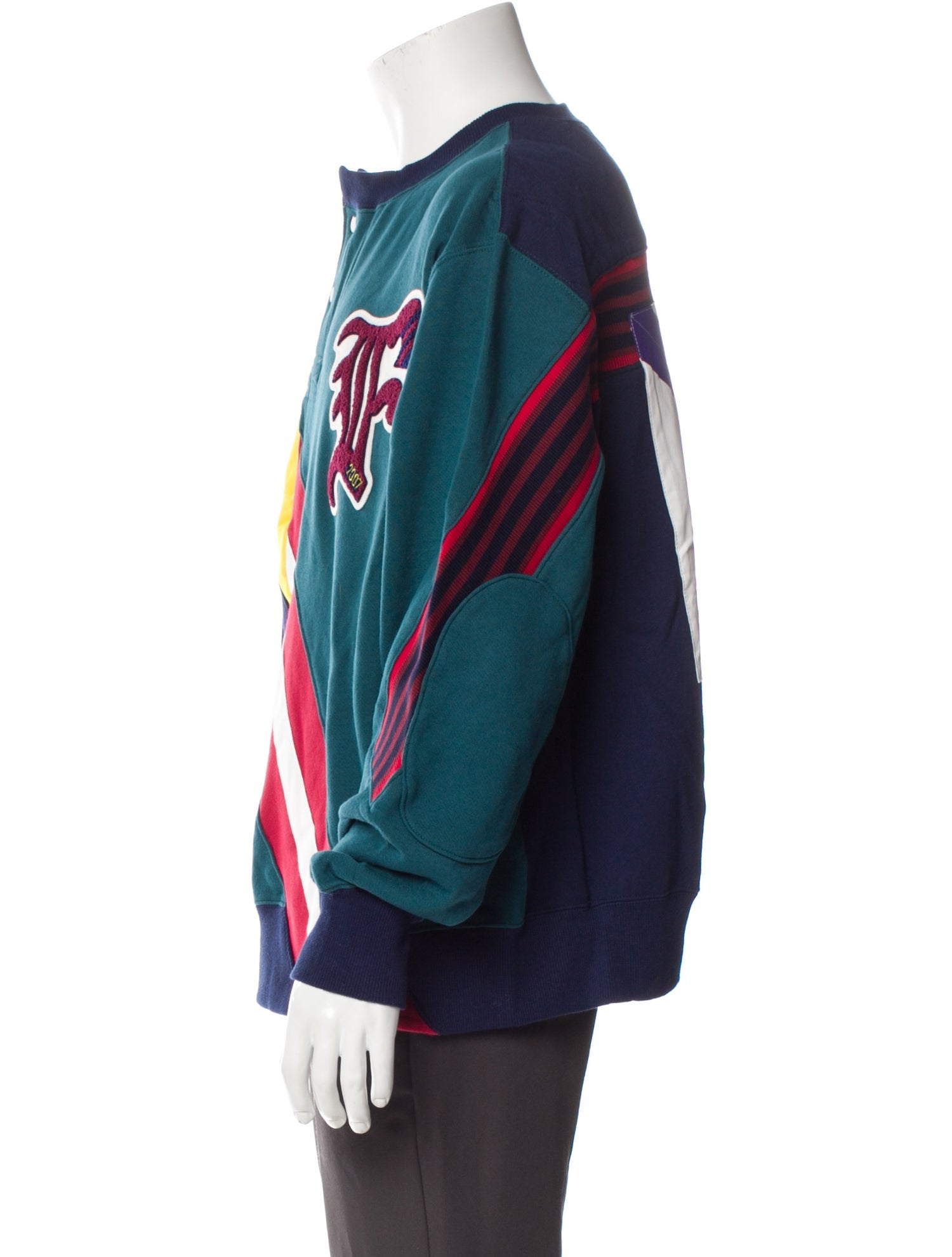 Facetasm Colorblock Pattern Crew Neck Sweatshirt