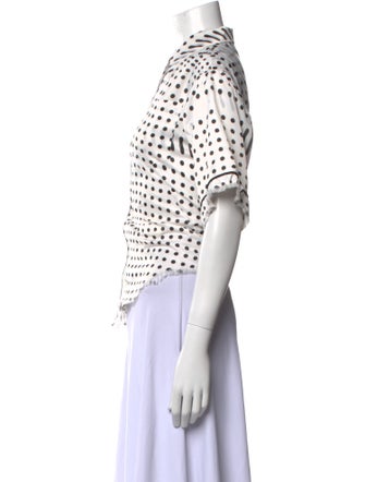 Facetasm Polka Dot Print Short Sleeve Button-Up Top