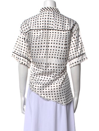 Facetasm Polka Dot Print Short Sleeve Button-Up Top