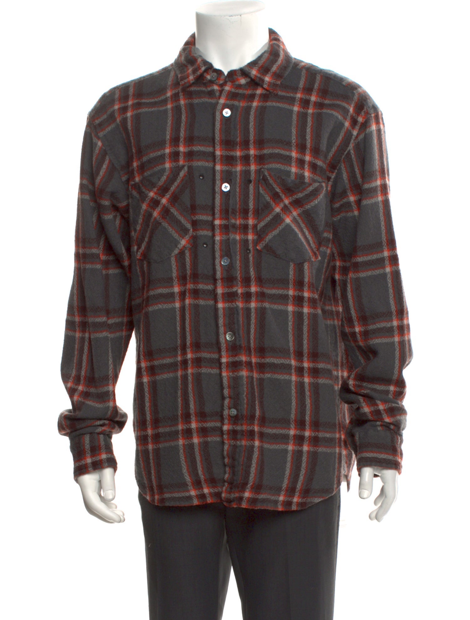 Facetasm Wool Plaid Print Shirt