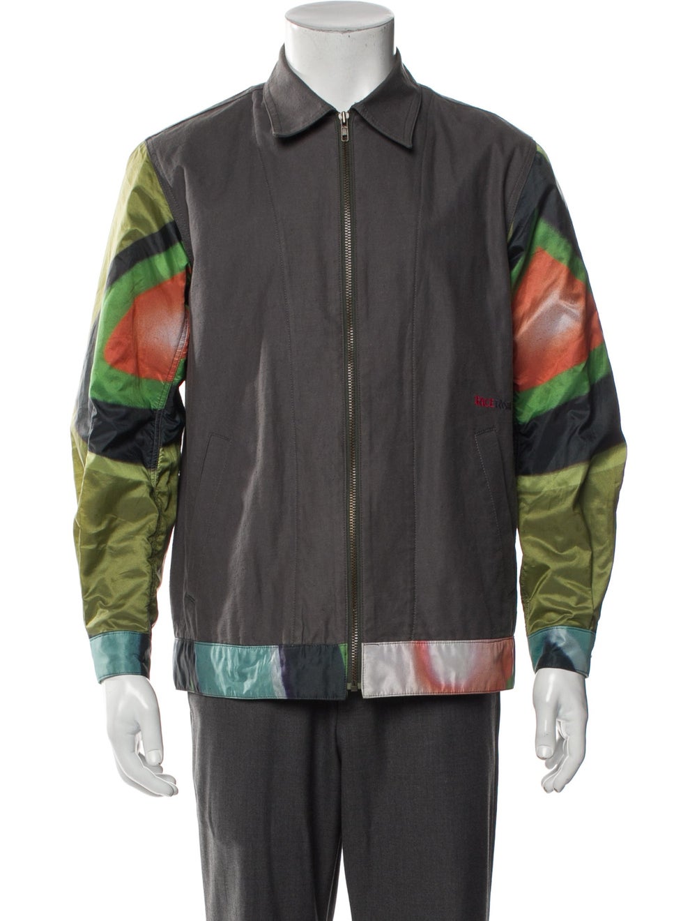 Facetasm Jacket Colorblock Pattern Collar Slit Po… - image 1