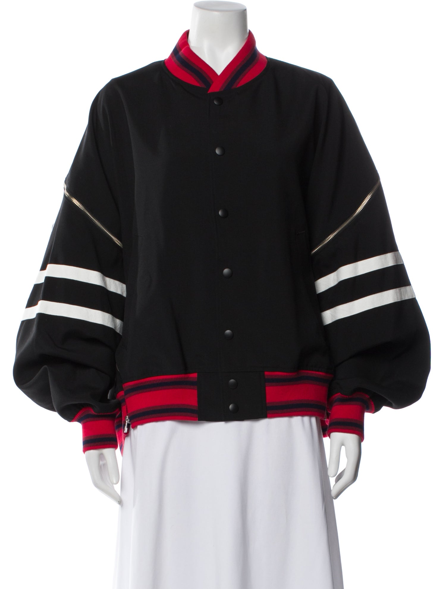 Facetasm Virgin Wool Striped Bomber Jacket