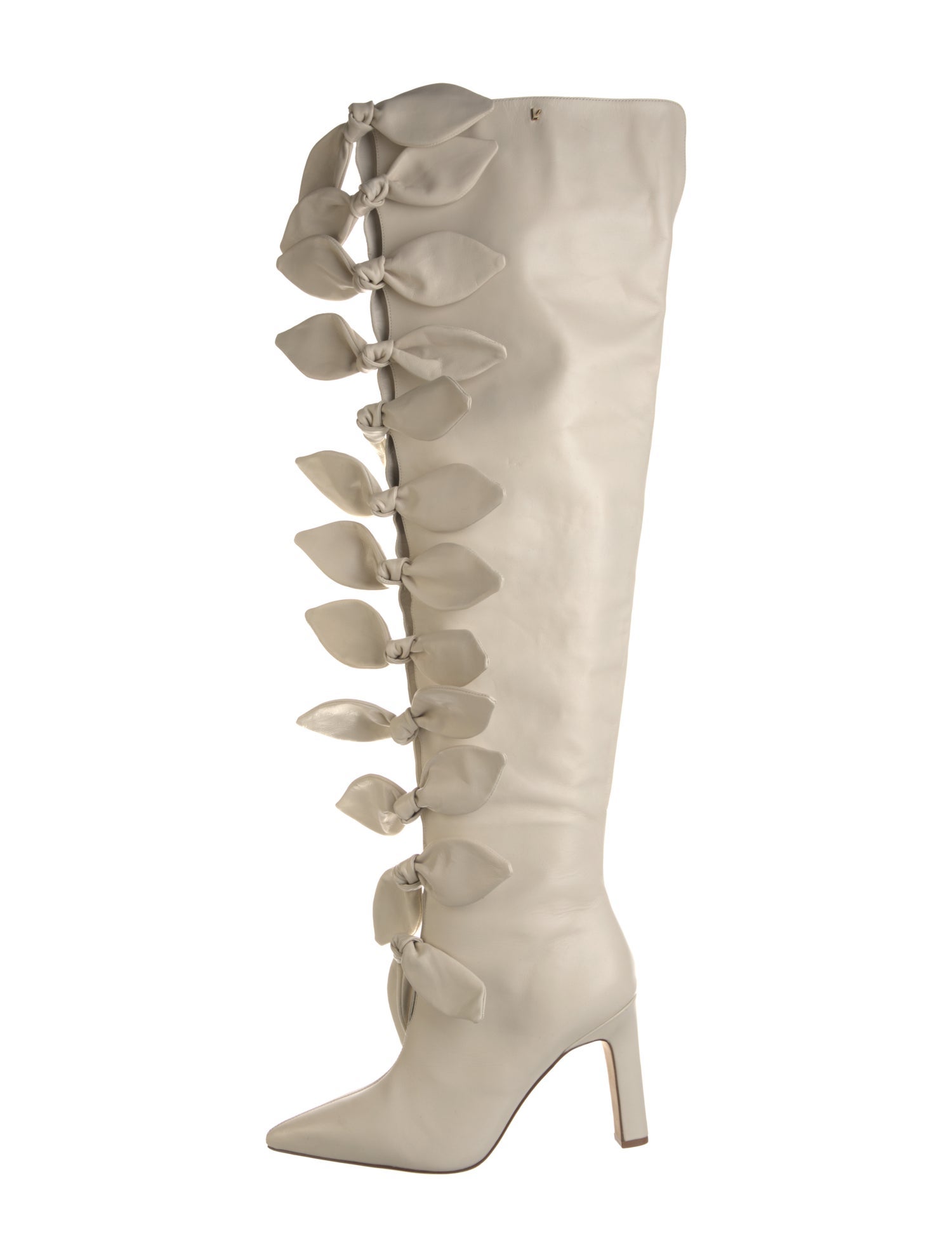 Larroude x Jonathan Cohen Leather Bow Accents Lace-Up Boots