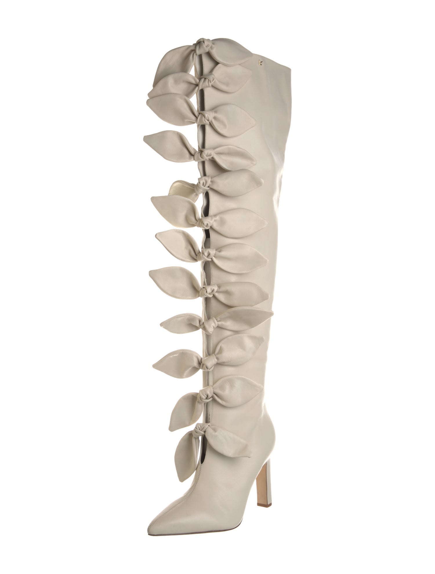 Larroude x Jonathan Cohen Leather Bow Accents Lace-Up Boots