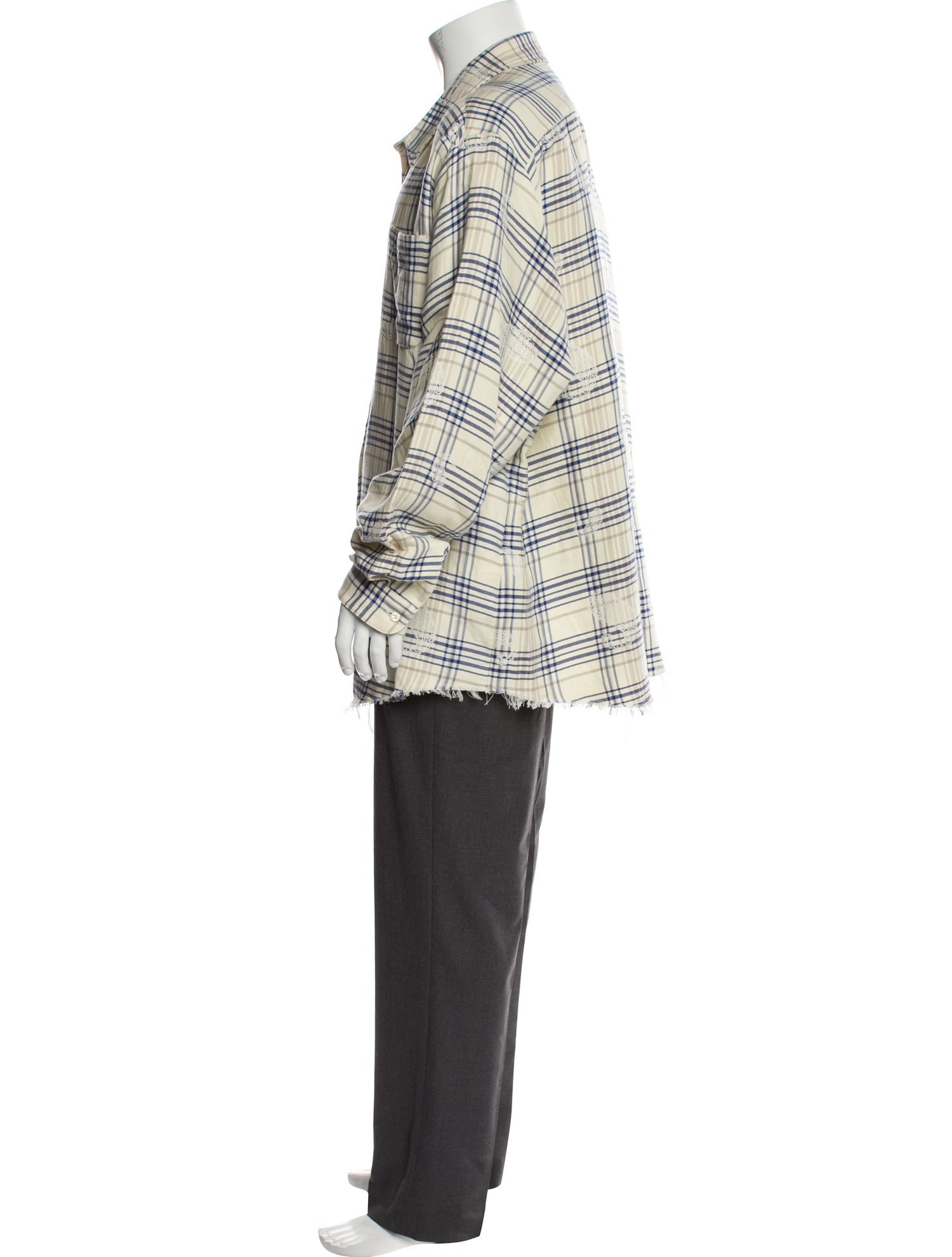424 on Fairfax Plaid Print Long Sleeve Shirt