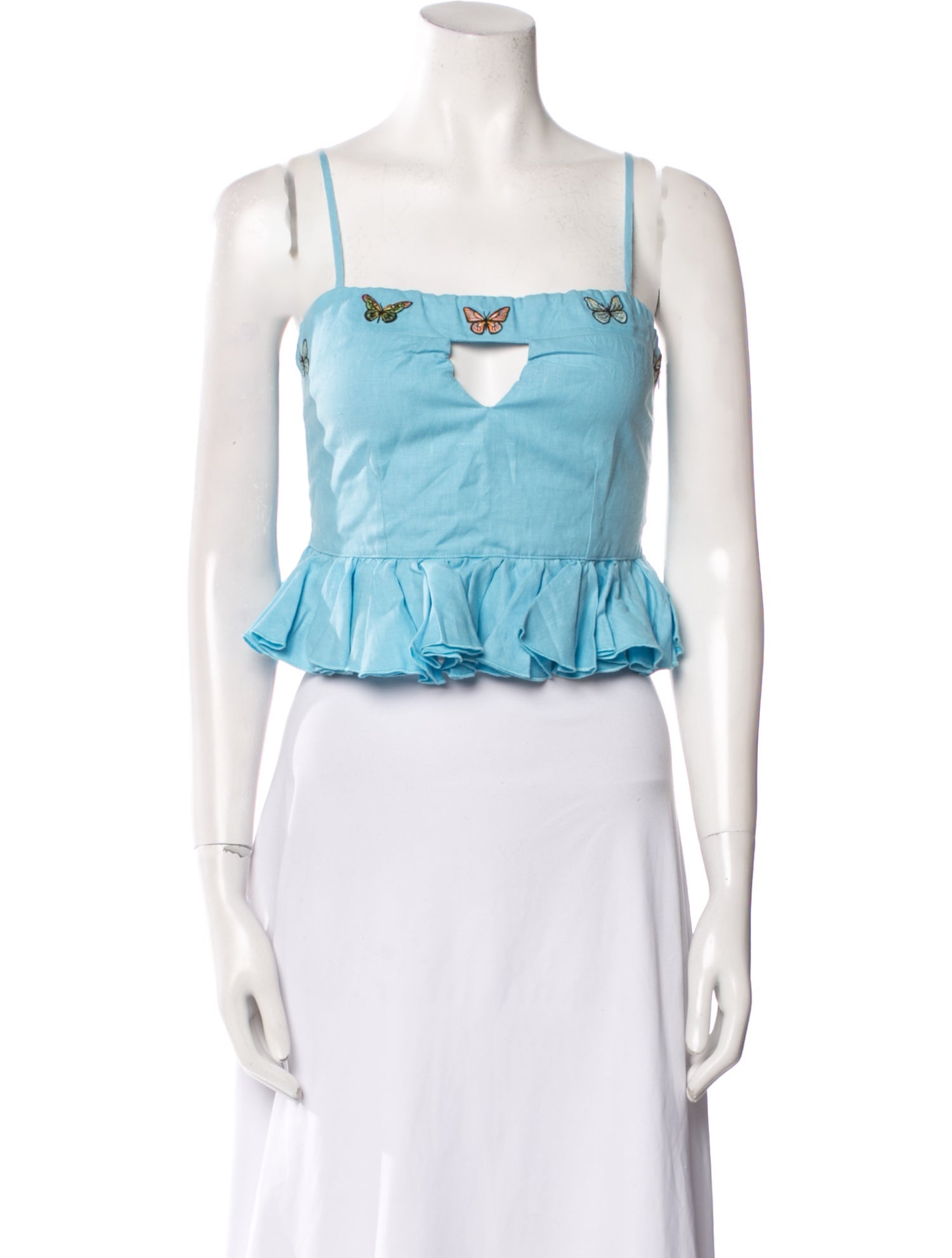 FANM MON Linen Square Neckline Crop Top