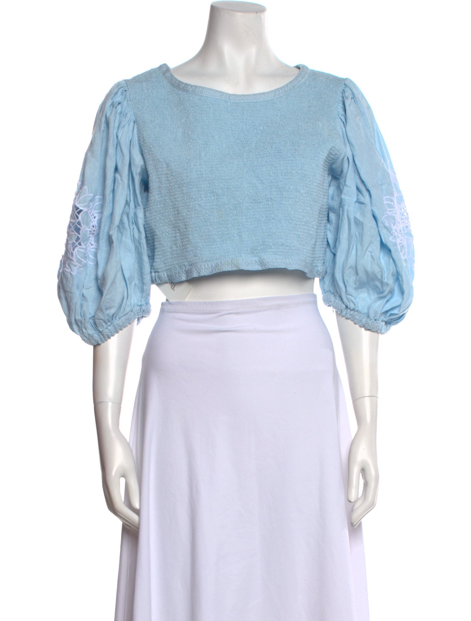 FANM MON Linen Bateau Neckline Crop Top