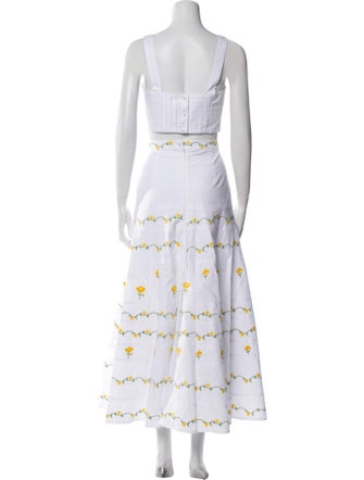 FANM MON Floral Print Embroidered Accent Skirt Set