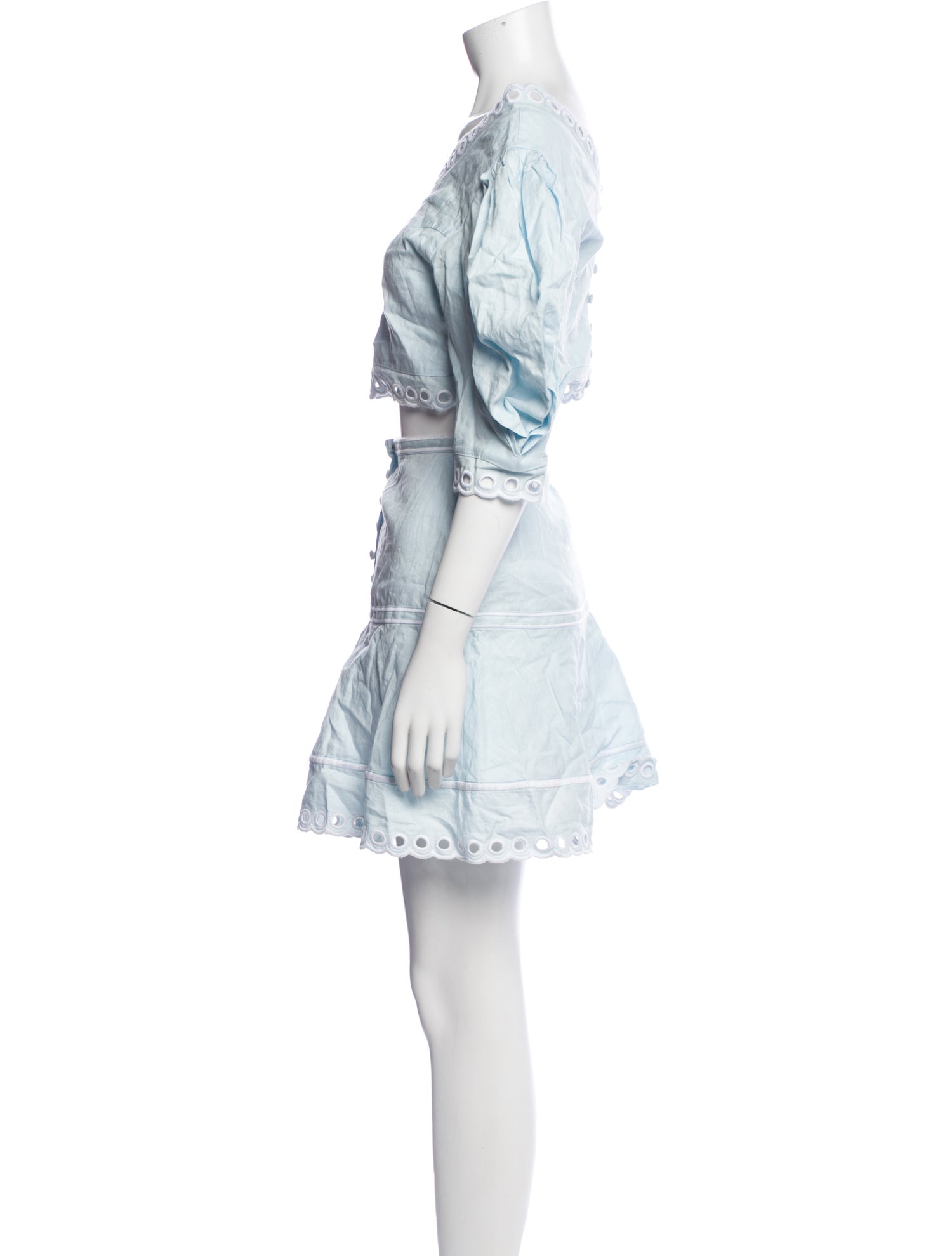 FANM MON Linen Eyelet Trim Short Set