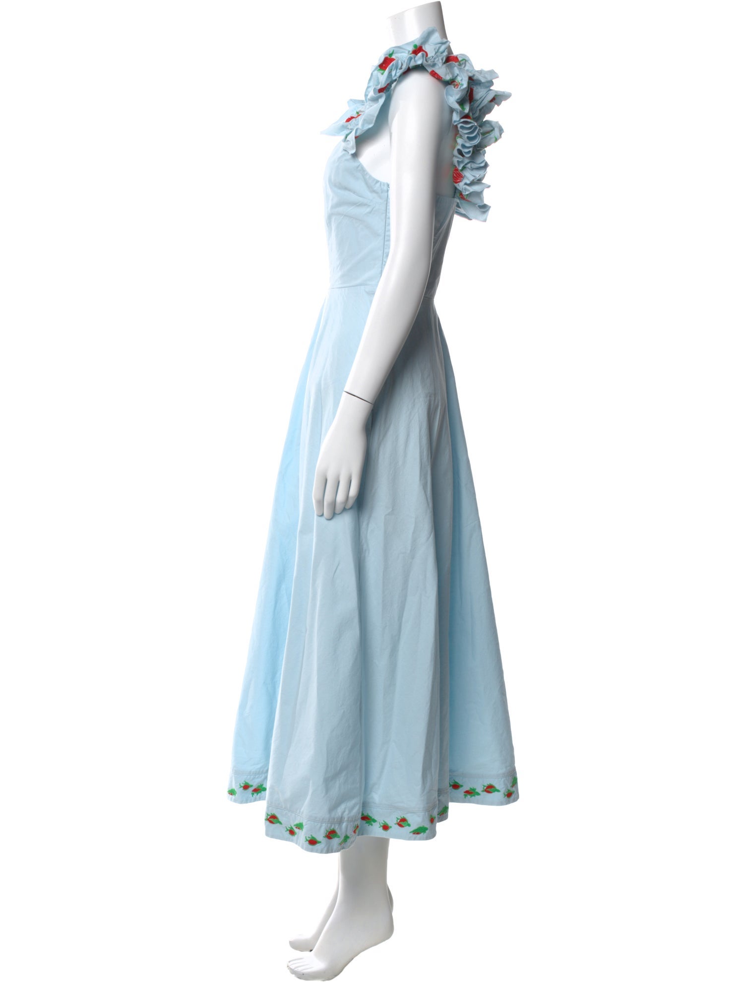 floral formal dress blue Sexy A line Long Blue Floral Prom Dress Blue and White Party Dresses P –  PreppyDress main image 0