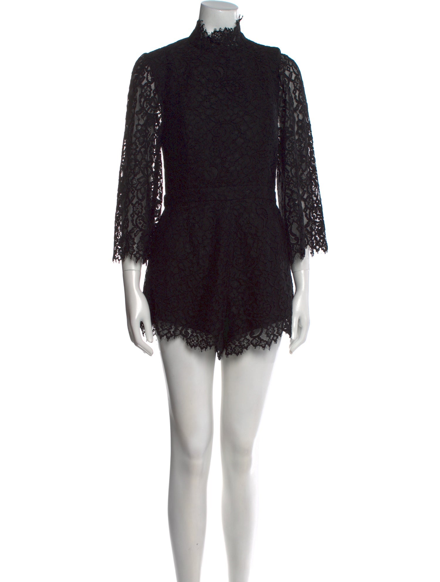 Fame & Partners Lace Pattern Mock Neck Romper