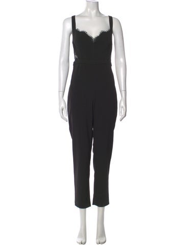Pre-owned Fame & Partners Square Neckline Jumpsuit In Black
