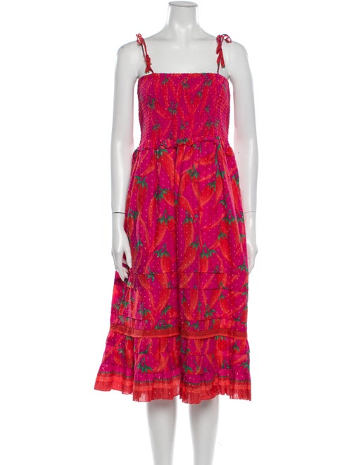 Farm Rio Floral Print Midi Length Dress Pink