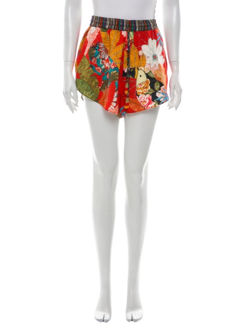 Farm Rio Floral Print Mini Shorts Orange