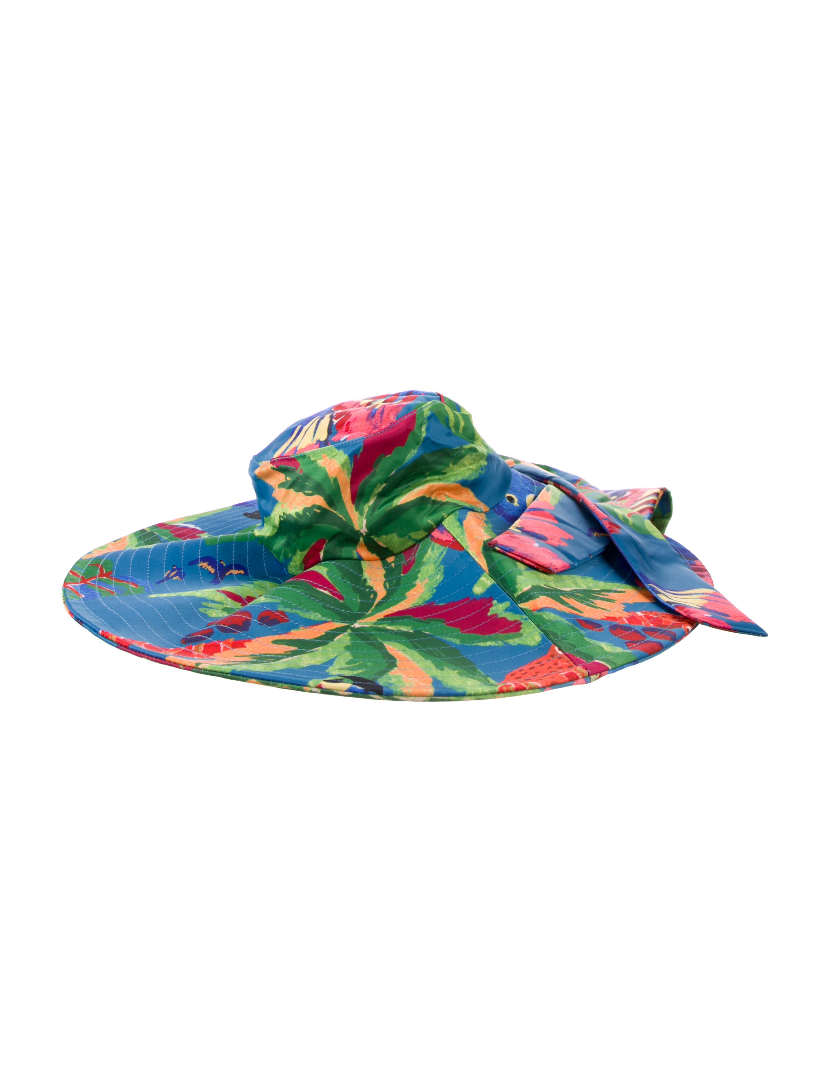 Farm Rio Polyester Patterned Wide Brim Hat - Blue Hats 